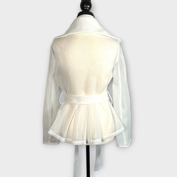 CQ by CQ Tie Front Mesh Jacket LARGE White Party - Picture 2 of 7